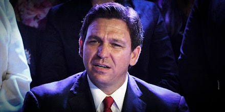 Florida Gov. Ron DeSantis signs the state’s 15-week abortion ban into law in Kissimmee, Fla., on April 14, 2022.