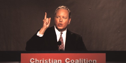 Influential right winger and founder of the Moral Majority Paul Weyrich speaks at the annual Christian Coalition convention on September 9, 1995 in Washington, D.C.(Photo by Andrew Lichtenstein/Corbis via Getty Images)