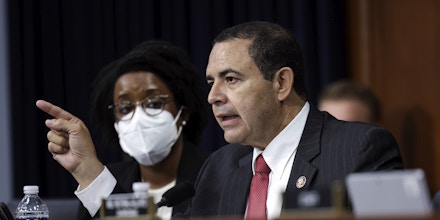 WASHINGTON, DC - APRIL 27: U.S. Rep. Henry Cuellar (D-TX) questions U.S. Homeland Security Secretary Alejandro Mayorkas as he testifies before a House Appropriations Subcommittee on April 27, 2022 in Washington, DC. Mayorkas testified on the fiscal year 2023 budget request for the Department of Homeland Security. (Photo by Kevin Dietsch/Getty Images)