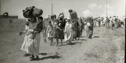 The expulsion of Tantura women, children, and the elderly from Furaydis to Jordan on June 13, 1948.