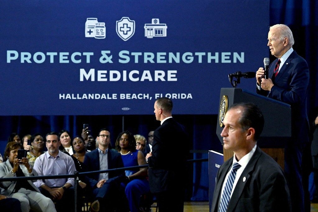 President Joe Biden speaks about protecting Social Security and Medicare and lowering prescription drug costs, at OB Johnson Park Community Center in Hallandale Beach, Florida, on Nov. 1, 2022.