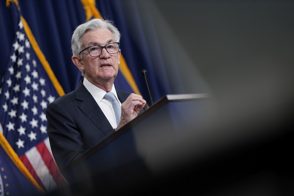 Jerome Powell, chairman of the US Federal Reserve, speaks during a news conference following a Federal Open Market Committee (FOMC) meeting in Washington, DC, US, on Wednesday, Nov. 2, 2022. Federal Reserve officials delivered their fourth straight 75 basis-point interest rate increase while also signaling their aggressive campaign to curb inflation could be approaching its final phase. Photographer: Al Drago/Bloomberg via Getty Images