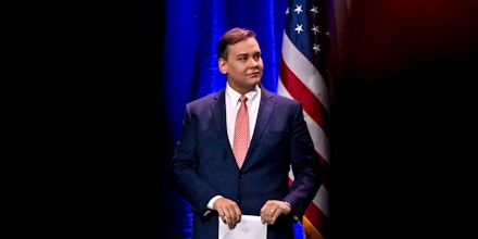 LAS VEGAS, NV - NOVEMBER 19: New York Congressman-Elect George Santos looks on after speaking at the Republican Jewish Coalition (RJC) Annual Leadership Meeting at the Venetian Las Vegas in Las Vegas, Nevada on November 19, 2022. The meeting comes on the heels of former President Donald Trump becoming the first candidate to declare his intention to seek the GOP nomination in the 2024 presidential race. (Photo by David Becker for the Washington Post)