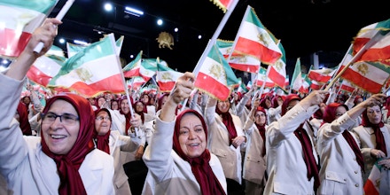 Attendees during a speech of the Former Vice President of the United States Mike Pence to the People's Mojahedin Organization of Iran (MEK) at Ashraf-3 camp, Manza, Albania, June 23, 2022.