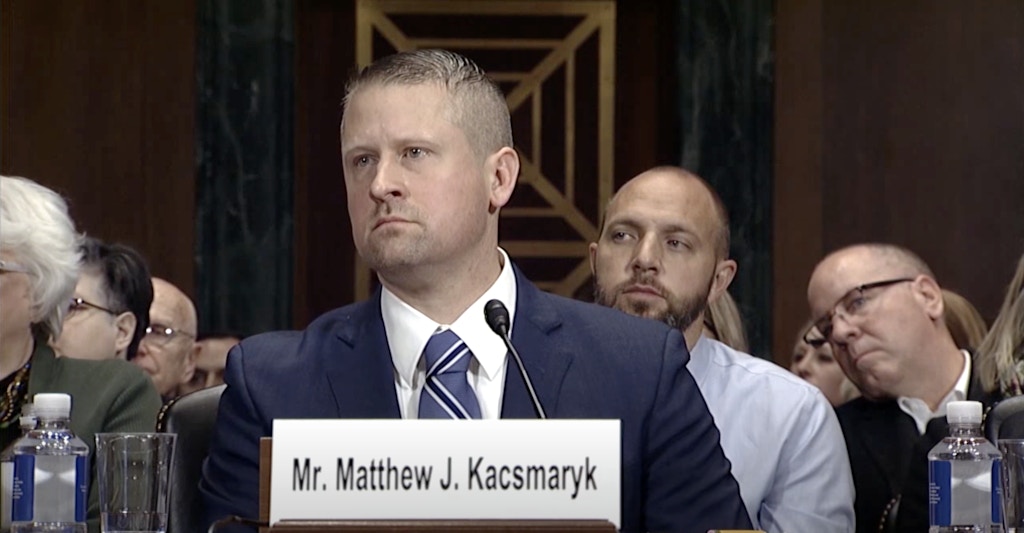 Trump-appointed Judge Matthew Kacsmaryk at his Senate confirmation hearing in 2017.